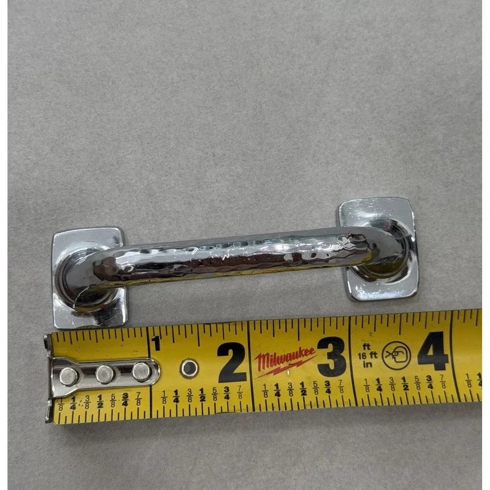 Pottery Barn Polished Nickel Hammered Metal Bar Pull Cabinet Drawer Handles NWOT